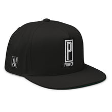 Load image into Gallery viewer, Embtoidered Flat Bill Snapback Cap Black Streetwear Yupoong The Ascension High Fashion POWER THE ASCENSION HIGH FASHION