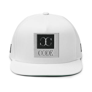 Embroidered Flat Bill Snapback  Cap White Streetwear Yuponng Ascension High Fashion CODE THE ASCENSION HIGH FASHION