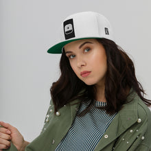 Load image into Gallery viewer, Embroidered Flat Bill Snapback Cap White Streetwear Yupoong The Ascension High Fashion WHITE SUN THE ASCENSION HIGH FASHION