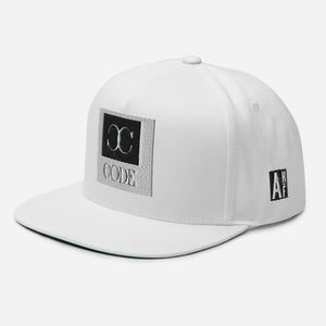 Embroidered Flat Bill Snapback  Cap White Streetwear Yuponng Ascension High Fashion CODE THE ASCENSION HIGH FASHION